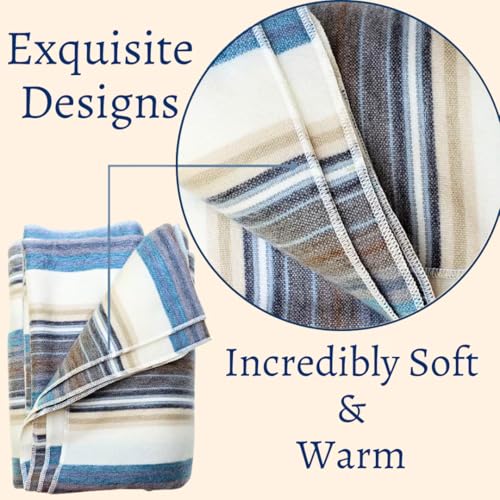 DAVLINA, Alpaca Wool Throw Blanket | Super Soft, Lightweight, Breathable and Hypoallergenic | Non-Itchy or Scratchy (Blue ...