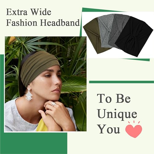 Sefiinh Extra Wide Headbands For Women 7'' Large Headband Twist Head Bands Women's Hair Band Stretchy Turban Styling Acces...