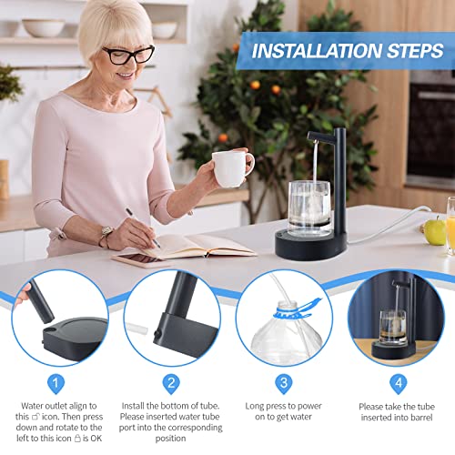 Desktop Water Bottle Dispenser, Keweis Portable Electric Water Bottle Pump Countertop for 5 Gallon & Universal Bottles, US...