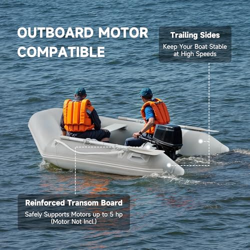 CO-Z 7.5ft Inflatable Dinghy Boat for 2 Adults, 660lb Capacity Heavy-Duty PVC Raft with Aluminum Floor & Oars, Motor Moun...