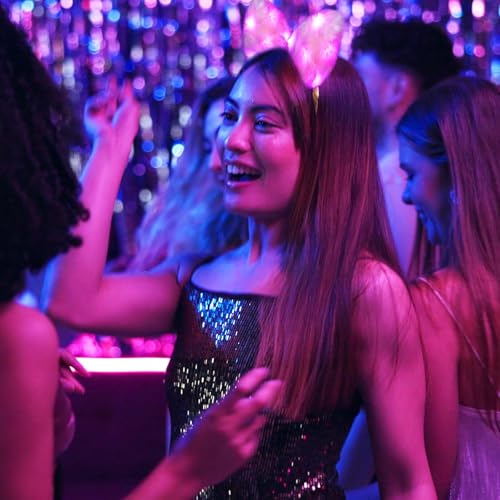 Juexica Light up Cat Ear Headband LED Kitty Ear Furry Cute Headbands Glow for Party Concert Night Clubs Birthday Cosplay