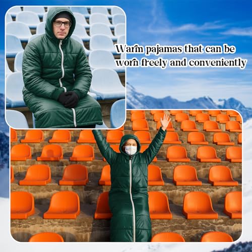 Macarrie Wearable Sleeping Bag for Adults with Sleeves and Hood, 74 Inch Long 0 Degree Cold Weather Insulated Weather Slee...