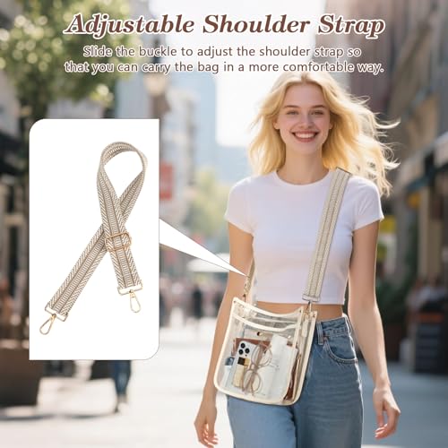 MoKo Clear Tote Bag, Large Capacity Handbags with 2 Pockets, Waterproof PVC Tote Bags for Women, Clear Bag for Stadium Events