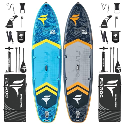 11'6x35'' Extra Wide Inflatable Paddle Board, 2-Pack(Blue & Gray)-450lb Capacity Stand Up Paddle Board for Adults (x3), St...