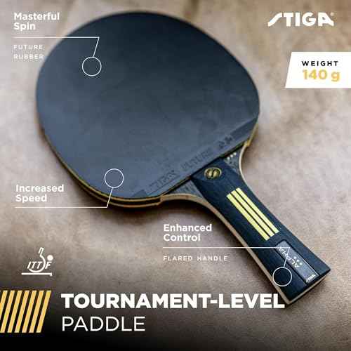 STIGA Bullet Ping Pong Paddle ? 5-ply Extra Light Blade ? 2mm Premium Sponge ? Flared Handle for Masterful Grip ? Performance Table Tennis Racket for Competitive Play