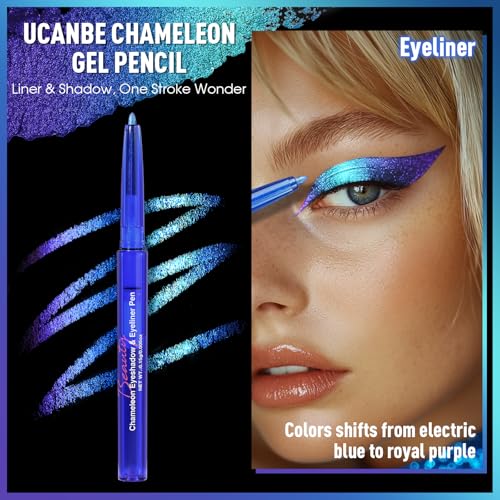 UCANBE Chameleon Eyeshadow & Eyeliner Gel Pencil - Multichrome Shifting Colors Metallic Glitter Eye Makeup,Waterproof Lon...