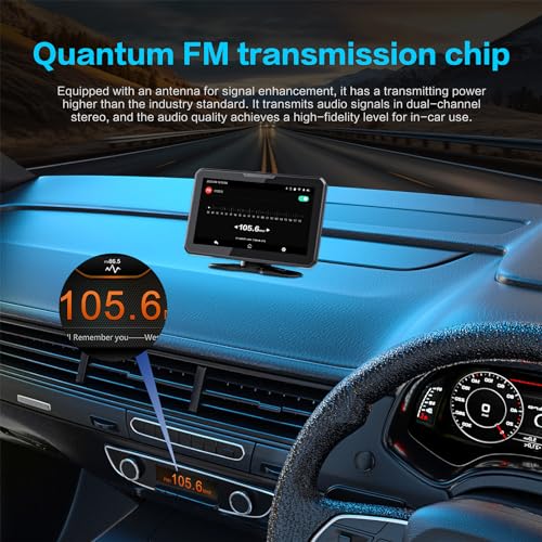 Wireless CarPlay Screen 7" with Voice Contro, Portable Car Stereo with Apple CarPlay, Bluetooth 5.0,Mirror Link,GPS Naviga...
