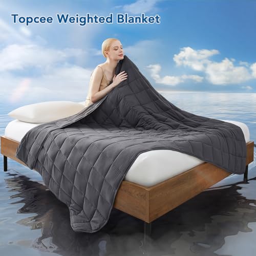 Topcee Weighted Blanket (20lbs 60"x80" Queen Size) Cooling Breathable Heavy Blanket Microfiber Material with Glass Beads B...