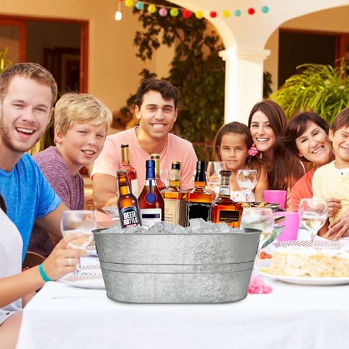 12 Pcs Galvanized Tub Ice Buckets 3 Gallon Metal Champagne Drink Bucket with Handles Large Beverage Tubs Wine Beer Storage...