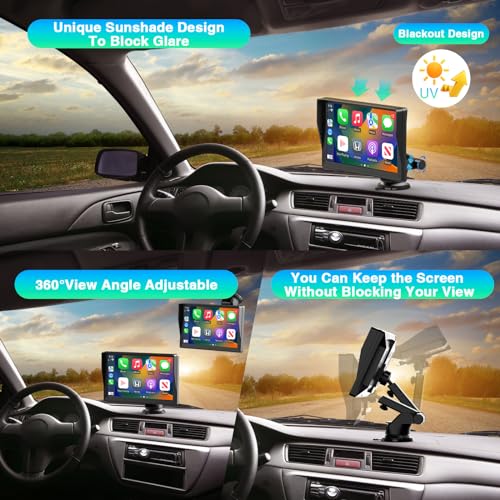 Portable Wireless Carplay Screen for Car Apple Carplay & Android Auto, 9" HD Touch Screen Car Stereo with 1080P Backup Cam...
