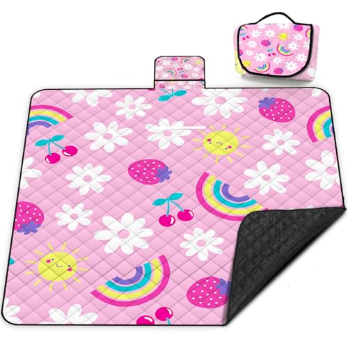 Extra Large Picnic Blanket Waterproof,80"x 80"Foldable Machine Washable Beach Blankets,Outdoor Blanket for 6-8 Adults, Pic...