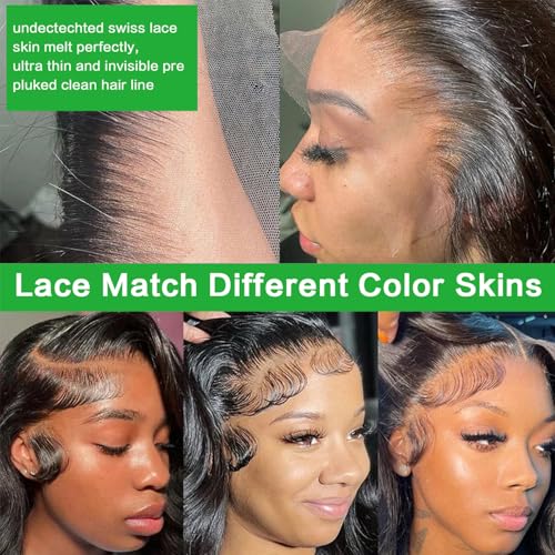 GABRIELLE 26 Inch Body Wave Lace Front Wigs Human Hair 13x6 HD Lace Frontal Wig 200 Density Pre Plucked Brazilian Virgin Human Hair Wigs for Women Glueless Wig