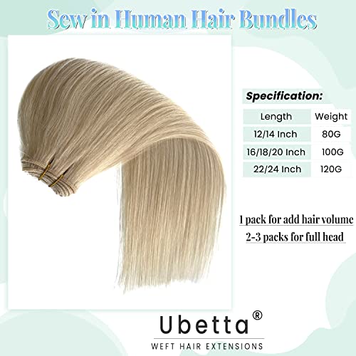 Sew in Hair Extensions Real Human Hair,Blonde Weft Hair Extensions Human Hair Bundles Hand Tied Weft Hair Extensions Human Hair 22 Inch 120G Sew in Weft Hair Extensions for Women