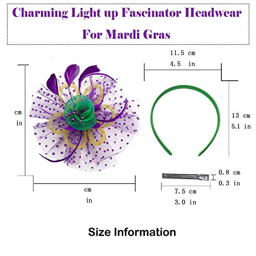 LED Light up Fascinator Hats Kentucky Fascinator Derby Flower Headband Feather Mesh Wedding Hair Clip for Women