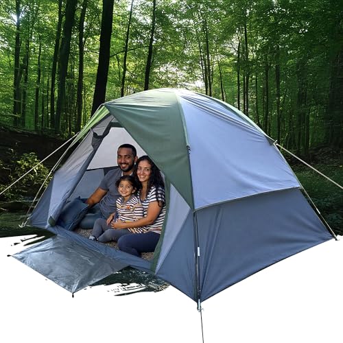 XL 4 Person Dome Camping Tent, Double Layer Waterproof, Removable Rain Fly, for Outdoor Hiking, Fishing