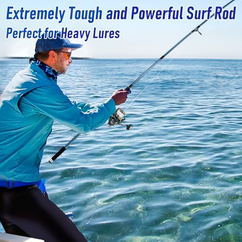 Dr.Fish Spinning Fishing Rod for Surf Fishing, Hard Power, Extra Fast, 3 Section Carbon Fiber Stainless Steel Guide EVA Gr...