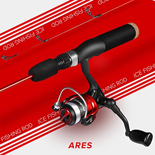 PLUSINNO Ultralight Winter Ice Fishing Rod Reel Combo 26/27/28 inch. Medium Light Fast Action Multi-Species Spinning Ice F...