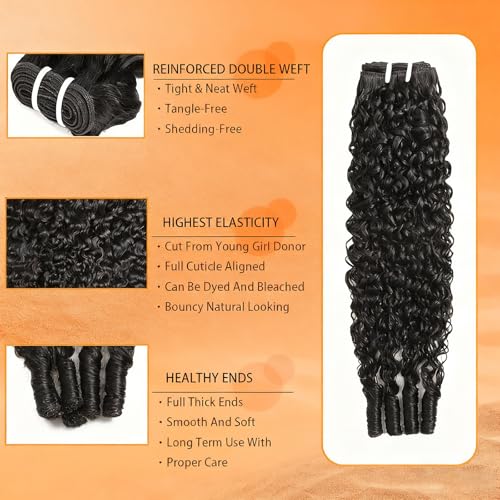 Burmese Curly Bundles Human Hair 3c4a 100% Unprocessed Brazilian Virgin Hair 3 Bundles Quick Water Weave with Spiral Curly End Raw Human Hair Extensions 16 18 20 Inch Natural Black