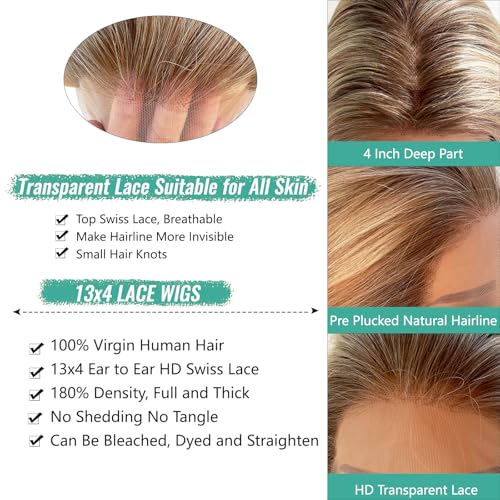 Munx Ombre Ash Blonde Lace Front Wig, 13x4 HD Transparent Lace, 180% Density, Glueless, Human Hair, Medium Size, Women's Wigs