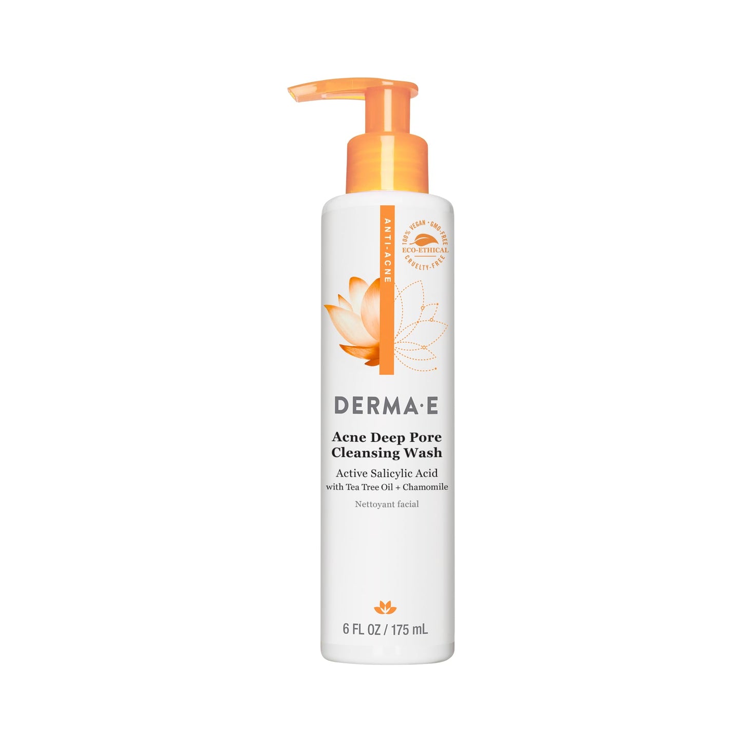 Derma E Acne Deep Pore Cleansing Wash - Blemish Control Facial Cleanser with Salicylic Acid - Gentle Oil Control Face Wash Sooth