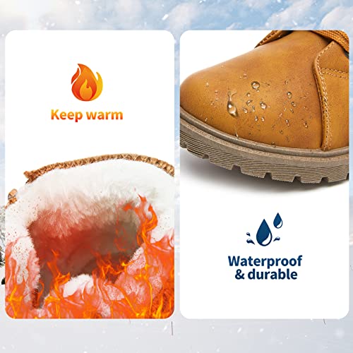 XRH Women Lace Up Combat Boot Winter Snow Boots Warm Fur Lined Ankle Booties Waterproof Hiking Boot for Women Non Slip Lea...