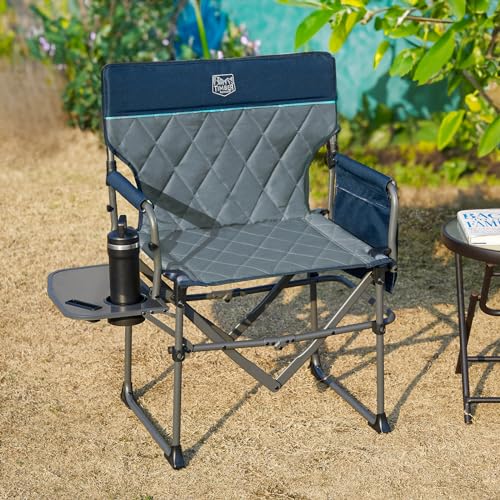 TIMBER RIDGE Aluminum Camping Directors Chair with Side Table Pocket, Portable Folding Chair, Heavy Duty Lawn Chair for Fi...