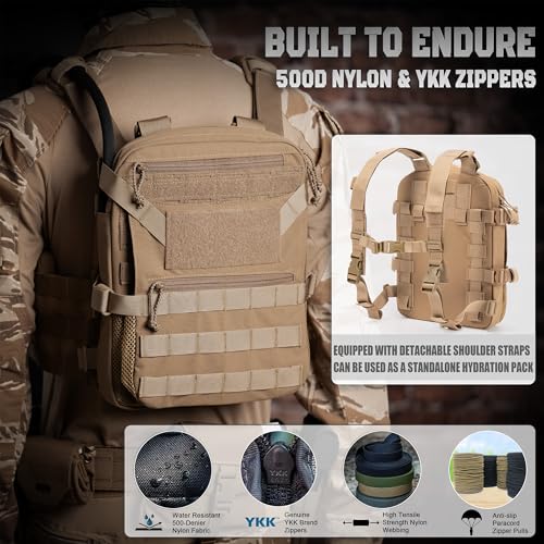 CLTAC ABP Tactical MOLLE Hydration Backpack Military Assault Vest Back Panel Pack for Men Training Hiking Airsoft with 2.5...