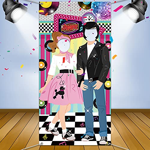 Irenare 50s Party Decorations for Parties, Large 50's Photo Diner Backdrop, Back to 50's Rock and Roll Banner Backdrop, 19...