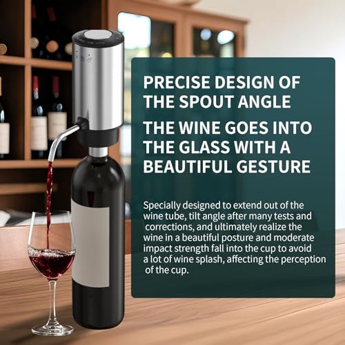 Upgraded Wine aerator Electric Wine Decanter, Rechargeable Automatic Wine Dispenser withStorage Base,Two Modes:long press ...