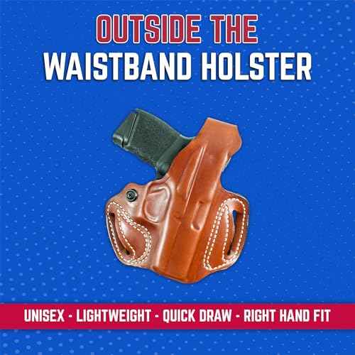 DeSantis Thumb Break Mini Slide OWB Holster - Leather Holster, Open Carry, Compatible with the Sig P365, P265 XL, P365 SAS, P365 XL w/ Romeo Zero, P365 X w/ Romeo Zero - Right Hand Draw, Tan