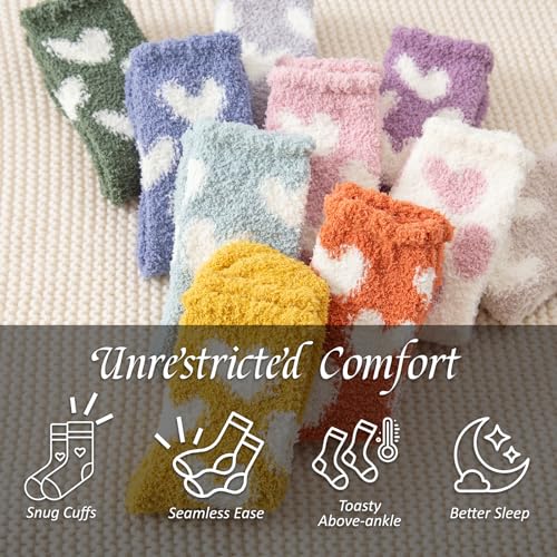 3 Pairs Winter Thick Socks for Women, Heart-shaped Pattern Winter Breathable Warm Socks Cozy Hiking Boot Sock for Cold Wea...