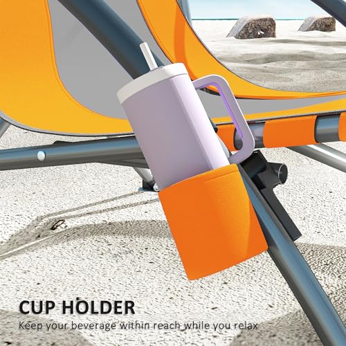 Outsunny Set of 2 Backpack Beach Chair, Folding Beach Chairs with Mesh Back, Carry Bag and Cup Holder, Lightweight and Por...