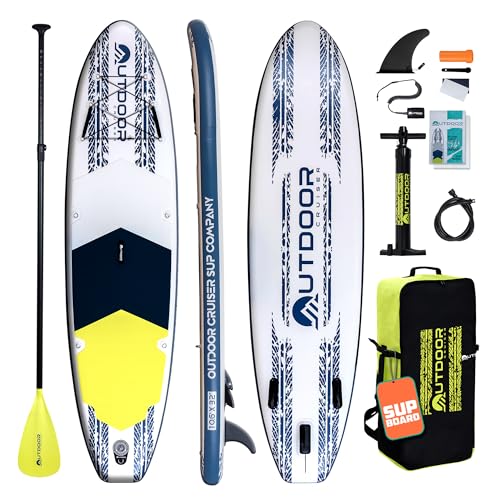 OutdoorCrusier Ultra-Portable Inflatable Stand-Up Paddle Board, Lightweight & Stable with Non-Slip Design, Complete SUP Ac...