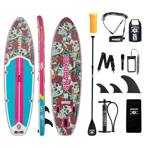 SKADDLES 10’6’’ Portable Inflatable Stand Up Paddle Board (SUP) for Adults and Youth with Non-Slip Deck – Complete Accesso...