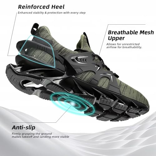 Men's Trail Runners Fashion Sneakers Breathable Mesh Running Shoes Blade Non Slip Casual Athletic Walking Shoes
