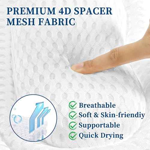 Bath Pillow Bathtub Pillow, Luxury Bath Pillows for Tub Neck and Back Support, Tub Pillow for Bathtub Headrest with Laundry Bag, Bath Accessories for Women Relaxing Spa Gifts, White Bath Tub Pillow