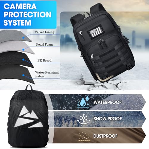 SDYSM Camera Backpack Bag Professional for DSLR/SLR Mirrorless Camera Waterproof 15.6 inch Tactical Camera Bags for Photog...