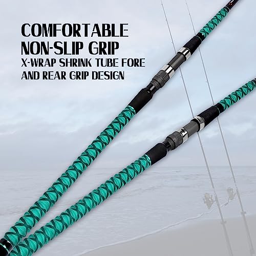 Fiblink Surf Fishing Rod Portable Travel Surf Spinning Rod 2 Piece/3 Piece/4 Piece Carbon Fiber Saltwater Fishing Rod 9'/1...