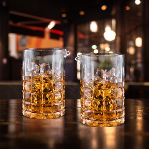 Tequibar Cocktail Mixing Glass, 18.5oz Crystal Mixing Glass, Thick Bottom Bar Stirring for Whiskey Manhattan Martini
