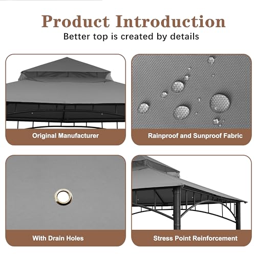 SCOCANOPY Replacement roof Compatible with Target Madaga Gazebo Model L-GZ136PST,Grey