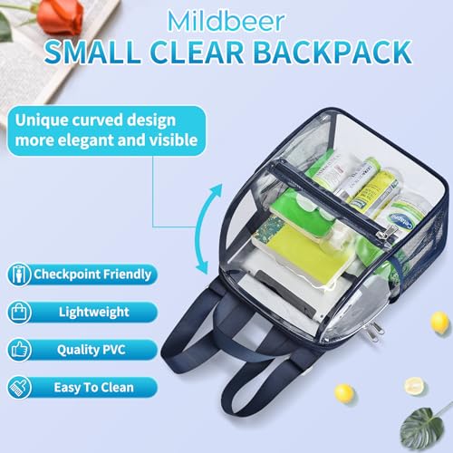 Mildbeer Small Clear Backpack, Stadium Approved 12x12x6 Clear Backpack for Women with 2 Bottle Holders for Festival Concer...