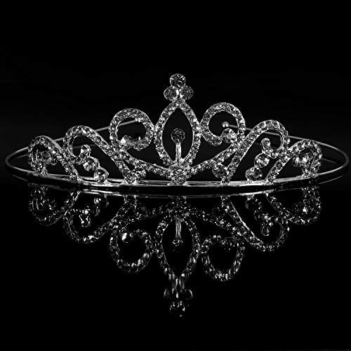 Hedume 6 Pack Princess Crystal Tiara Crown Headbands, Silver Metal Sparkly Glitter Rhinestone Hair Accessories, Girls Wome...