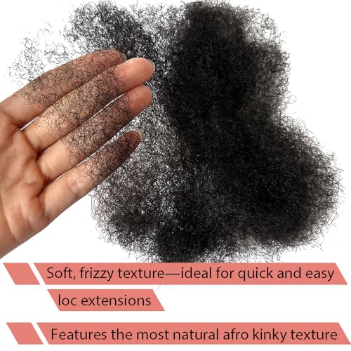 Tight Afro Kinky Human Hair for Dreadlocks,Ideal for Making Locs,Repair Extensions,Twist or Braids 2 Bundles/Package Natural Black #1B 20inch
