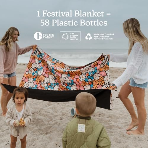 Nomadix Festival Blanket - Perfect for Picnics, Camping, & Lawn Seating - Plush Top & Water Resistant Base - Made with Pos...