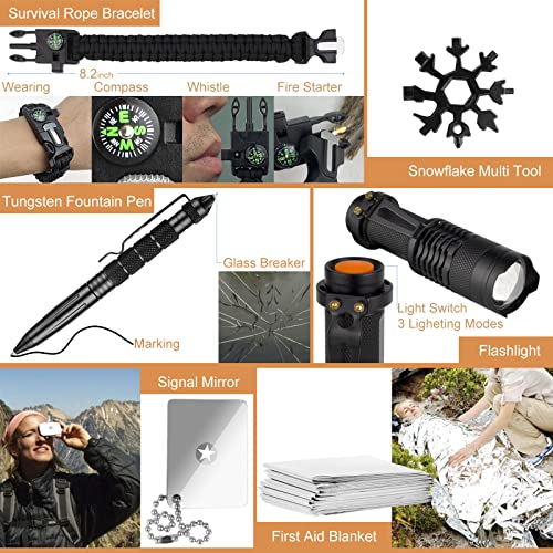 Survival Kit 34 in 1 Emergency Tactical Survival Gear Camping Tool Accessories Equipment Gifts for Men Christmas Stocking ...