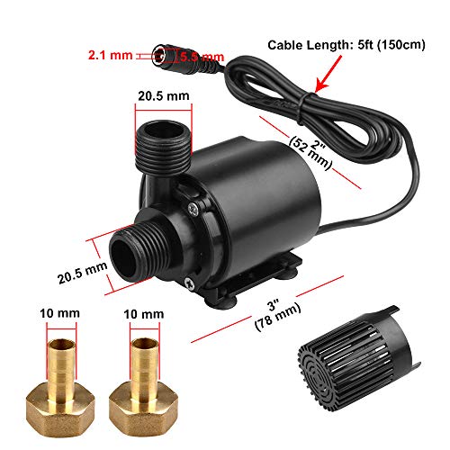 MOUNTAIN_ARK DC 12V Submersible Clear Water Pump, Adjustable Power, 210 GPH Aquarium Fountain Pumps