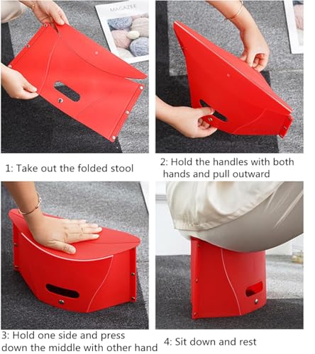 Dachangshund 4pcs Folding Portable Camping Hiking Stool, Lightweight Collapsable Foldable Chair for Travel Gathering BBQ S...