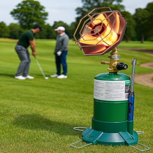 6800BTU Propane Golf Cart Heater, Propane Heater with Igniter, 2 in 1 with Golf Cart Cup Holder&Cylinder Base, for Tent,Fi...