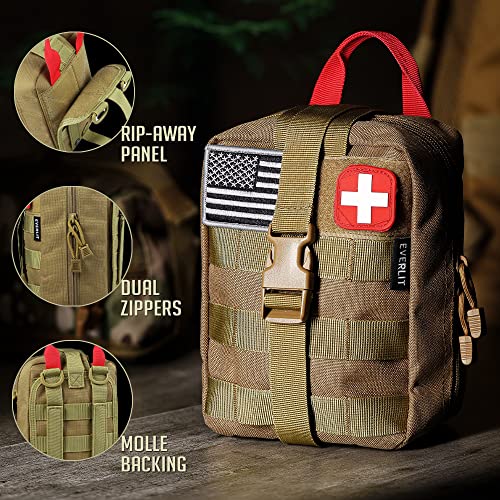 EVERLIT 250 Pieces Survival First Aid Kit IFAK EMT Molle Pouch Survival Kit Outdoor Gear Emergency Kits Trauma Bag for Cam...