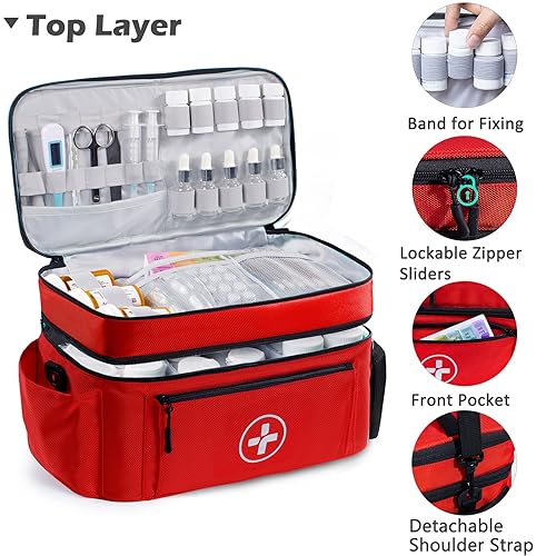 BAGSFY Travel Medicine Bag Organizer, Medical Bag Empty, Pill Bottle Organizer for Home, Large Medication Storage, Travel ...